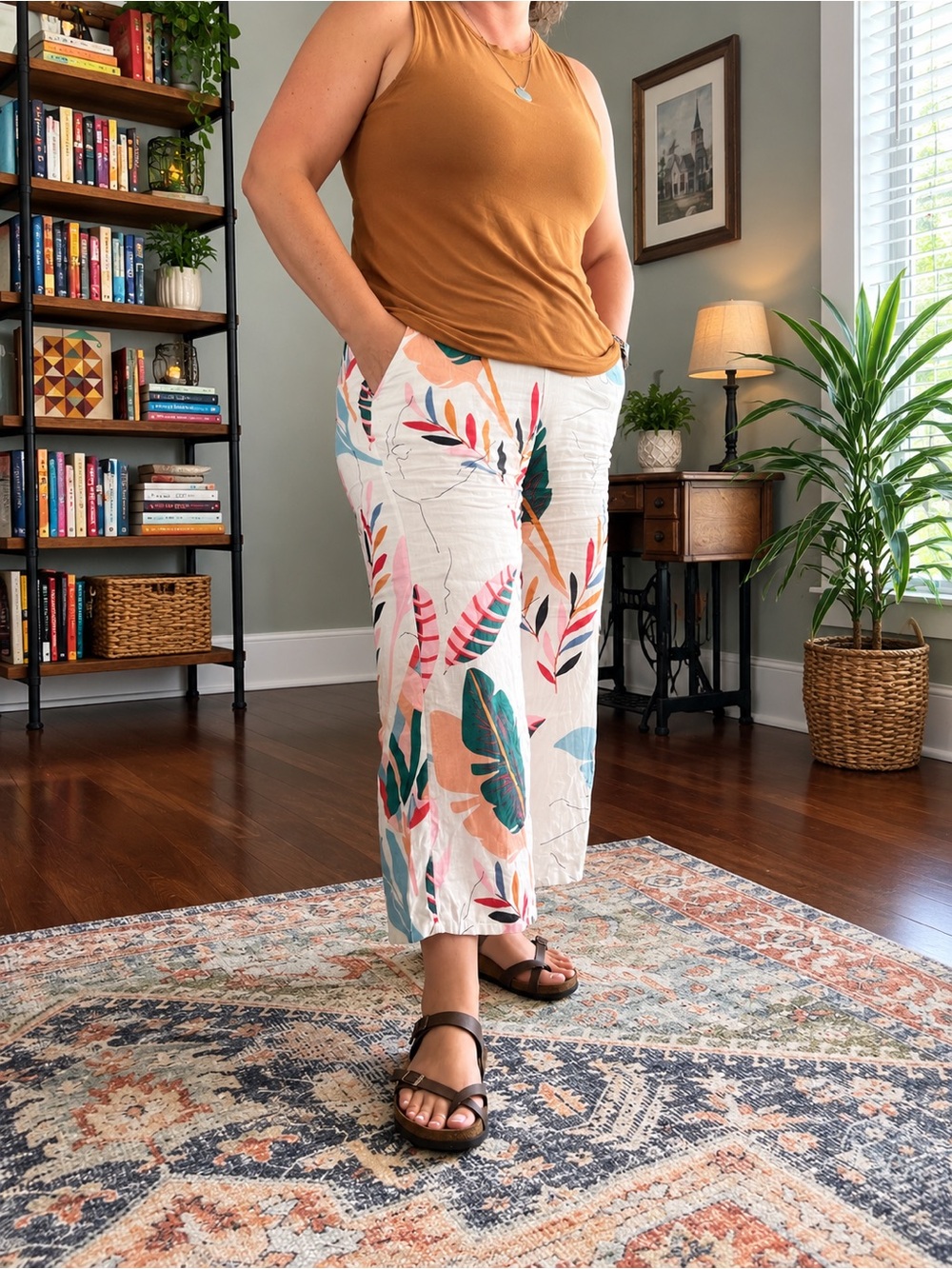 Cynthia Rowley - Women’s Tropical Print Wide-Leg large linen Pants